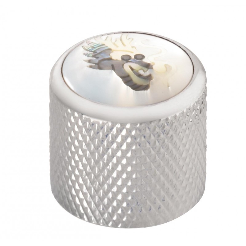 Framus & Warwick - Potentiometer Dome Knob, Dragonhead, Inlay - Chrome